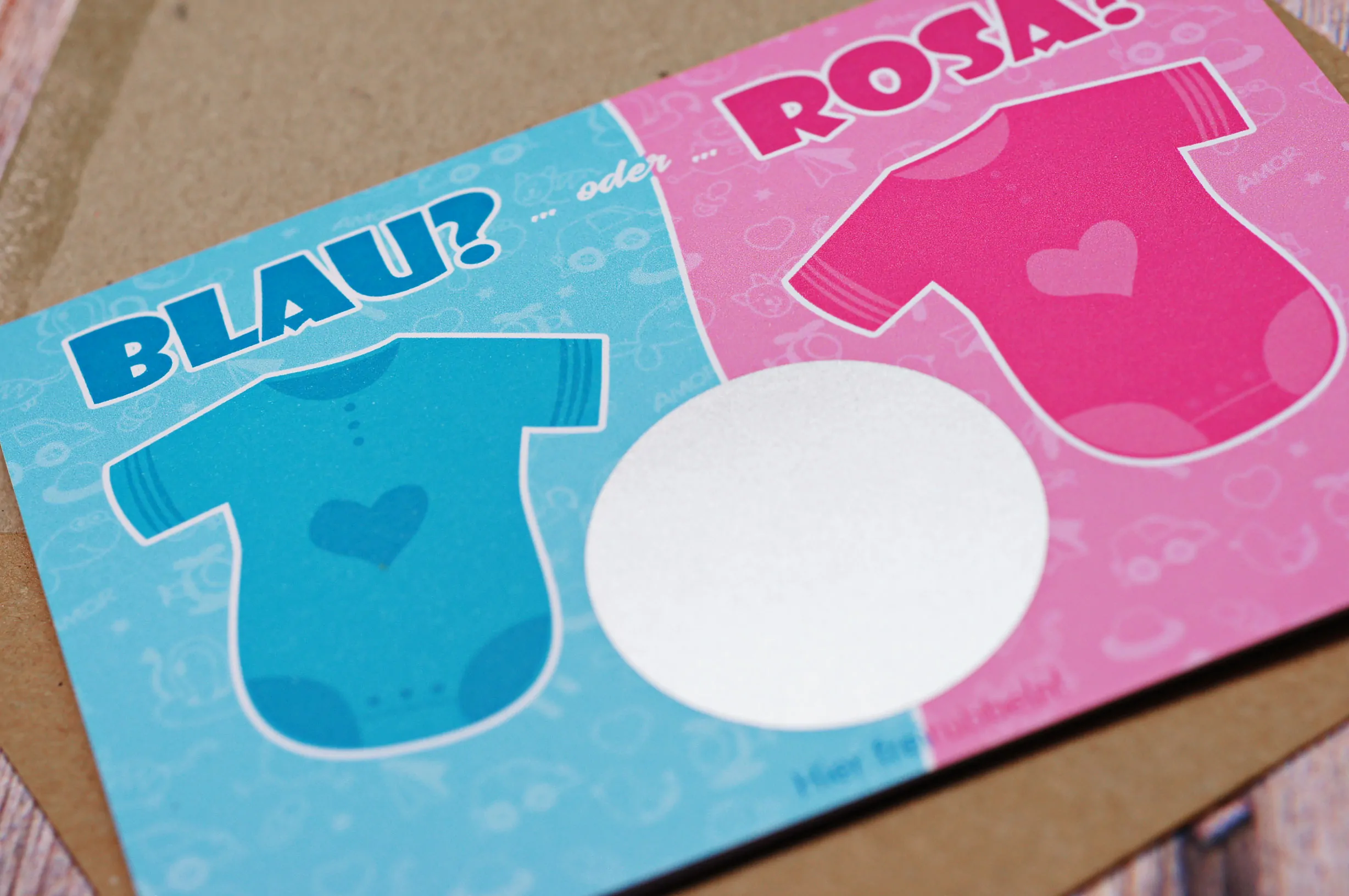 Baby Rubbelkarte Scratchcard mit Rubbelfeld