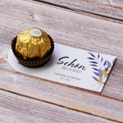 Pralinenkarte Rocher Violet Dream personalisiert